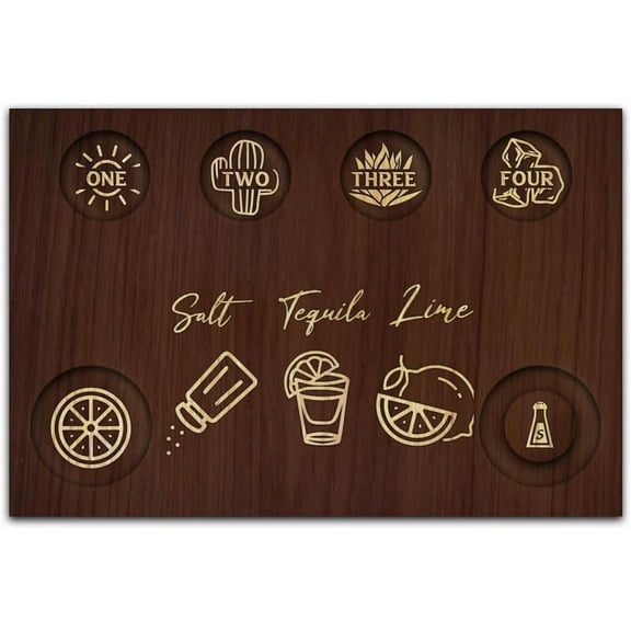 Log Color Tequila Shot Glasses Serving Tray Wooden Glass Holder with Salt Rim Shot Glasses Board for Bar Restaurant Party Family Gathering 7.87x11.81 Inch Mixed Color