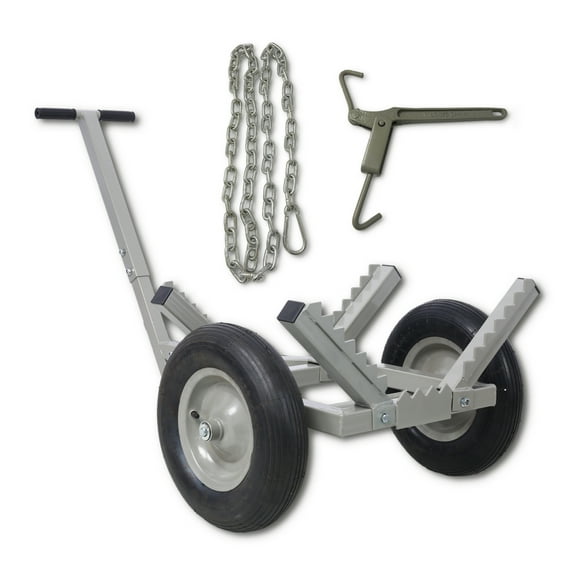 Log Dolly with Load Binder & Chain - 440lb Capacity - Heavy Duty Logging Dolly - 7ft Choker Chain - 20 Inch Log Capacity