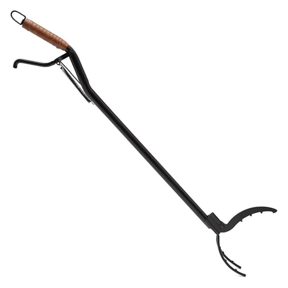 Log Grabber 40 Inch - Fireplace Tool with Steel Shaft & Leatherette Handle