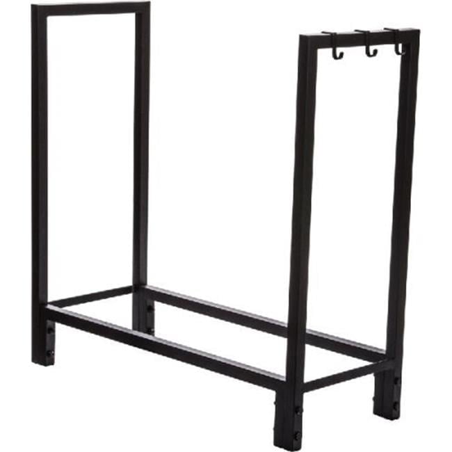 Black Steel Indoor/Outdoor Firewood Log Rack with Protective Cover