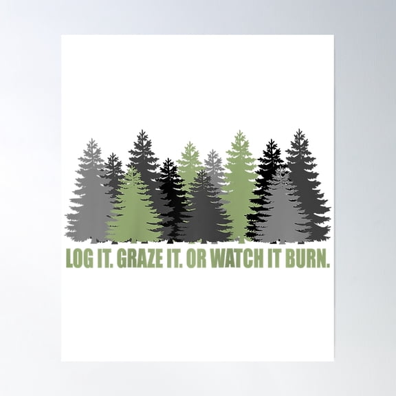 Log It Graze It Or Watch It Burn Poster Wall Art, Modern Wall Decor, 8x12 UNFRAMED