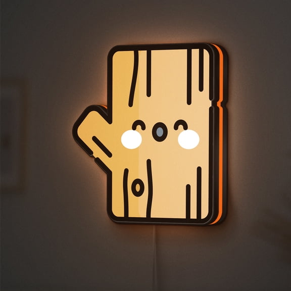 Log LED Lightbox - Nature Wooden Firewood Garden Decor, Custom Led Sign for Home Office Shop Decor (Height 12 inch, 30cm)