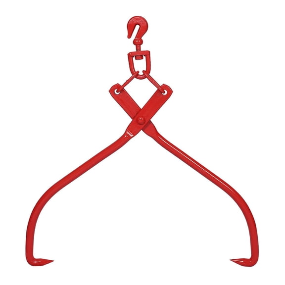 Log Lifting Tongs 32 Inch - Heavy Duty Timber Grapple Claw for Logs & Trees - Wood Skidding & Dragging - Swivel Hook Included