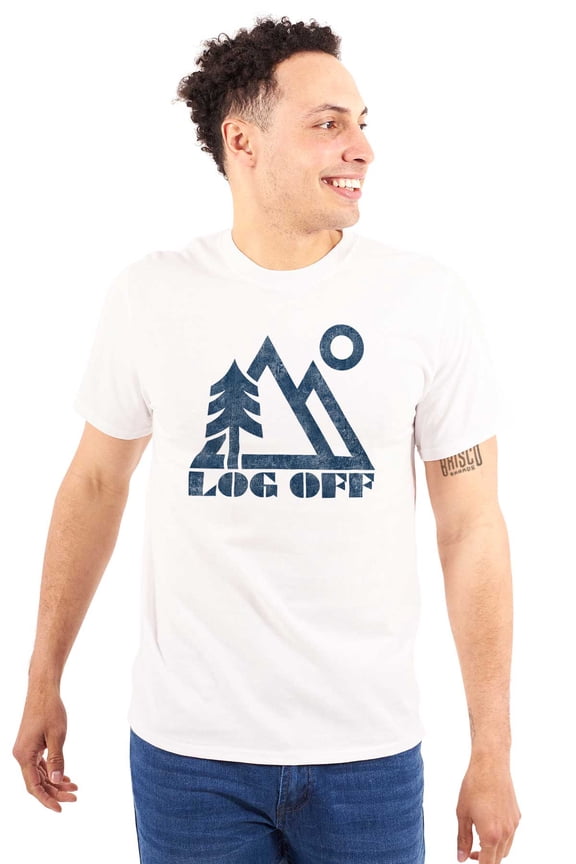 Log Off Nature Outdoors Hike Camping Men's Graphic T Shirt Tees Brisco Brands L