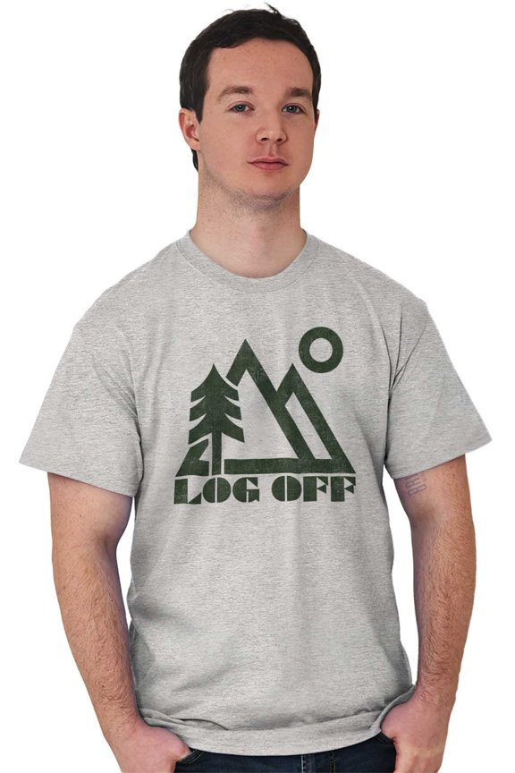 Log Off Nature Outdoors Hike Camping Men's Graphic T Shirt Tees Brisco Brands L