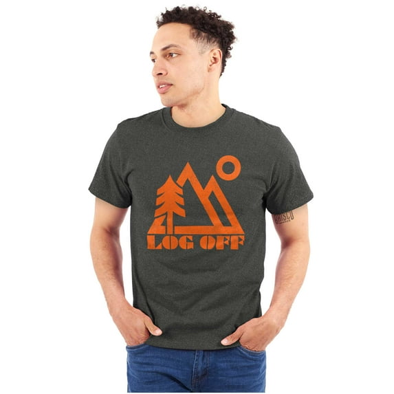 Log Off Nature Outdoors Hike Camping Plus Size Crewneck Graphic Tee Shirt Brisco Brands 2X