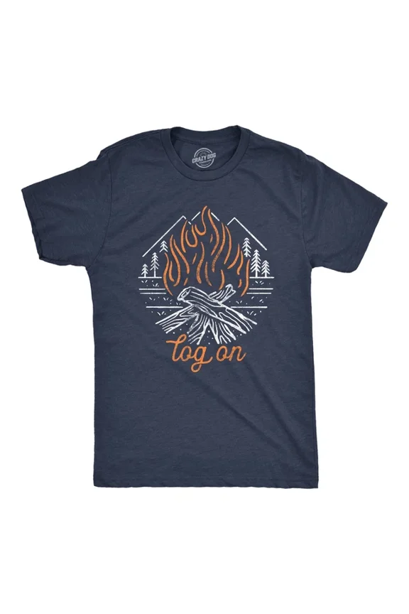 Log On T Shirt Funny Camping Campfire Bonfire Woods Nature Graphic Unisex S-5XL Hot Trending Shirt, Vintage Birthday Gift
