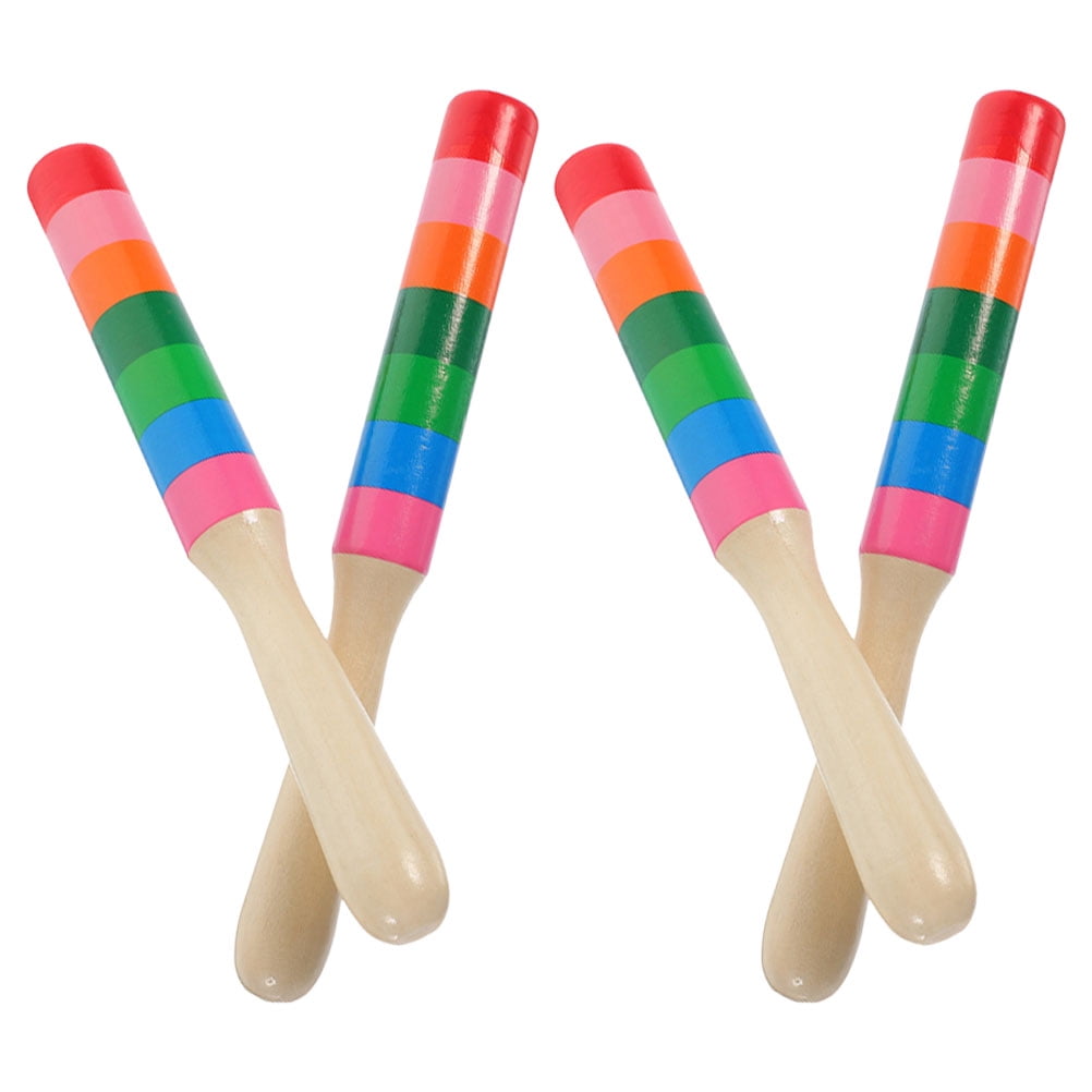 Log Percussion Instrument 2 Pairs Rhythm Stick Musical Wooden Sticks Education Child