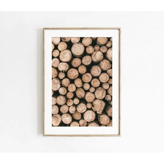 Log Pile Print Wood Log Pile Photography Rustic Tree Ring Wall Art
