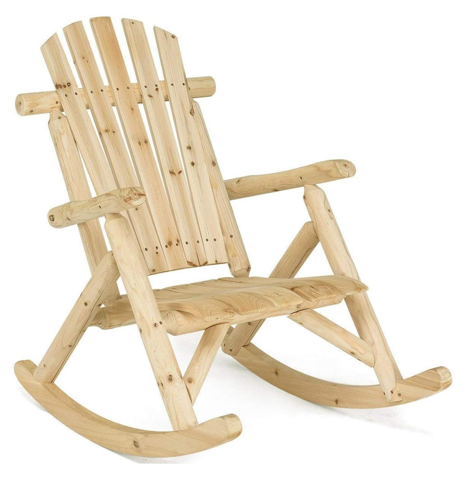 Log Rocking Chair Wood Porch Rocker Lounge Patio Deck Balcony Furniture ...