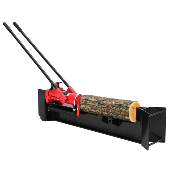 Log Splitter 12 Ton Manual Hydraulic – Heavy Duty Steel Firewood Cutter, Horizontal Beam, Built-in Wheels, Spring-Loaded Return – Portable Labor-Saving
