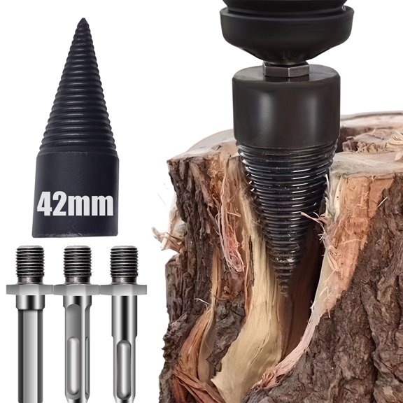 Log Splitter Drill Bit, Heavy-Duty Detachable Wood Firewood Splitter Attachment