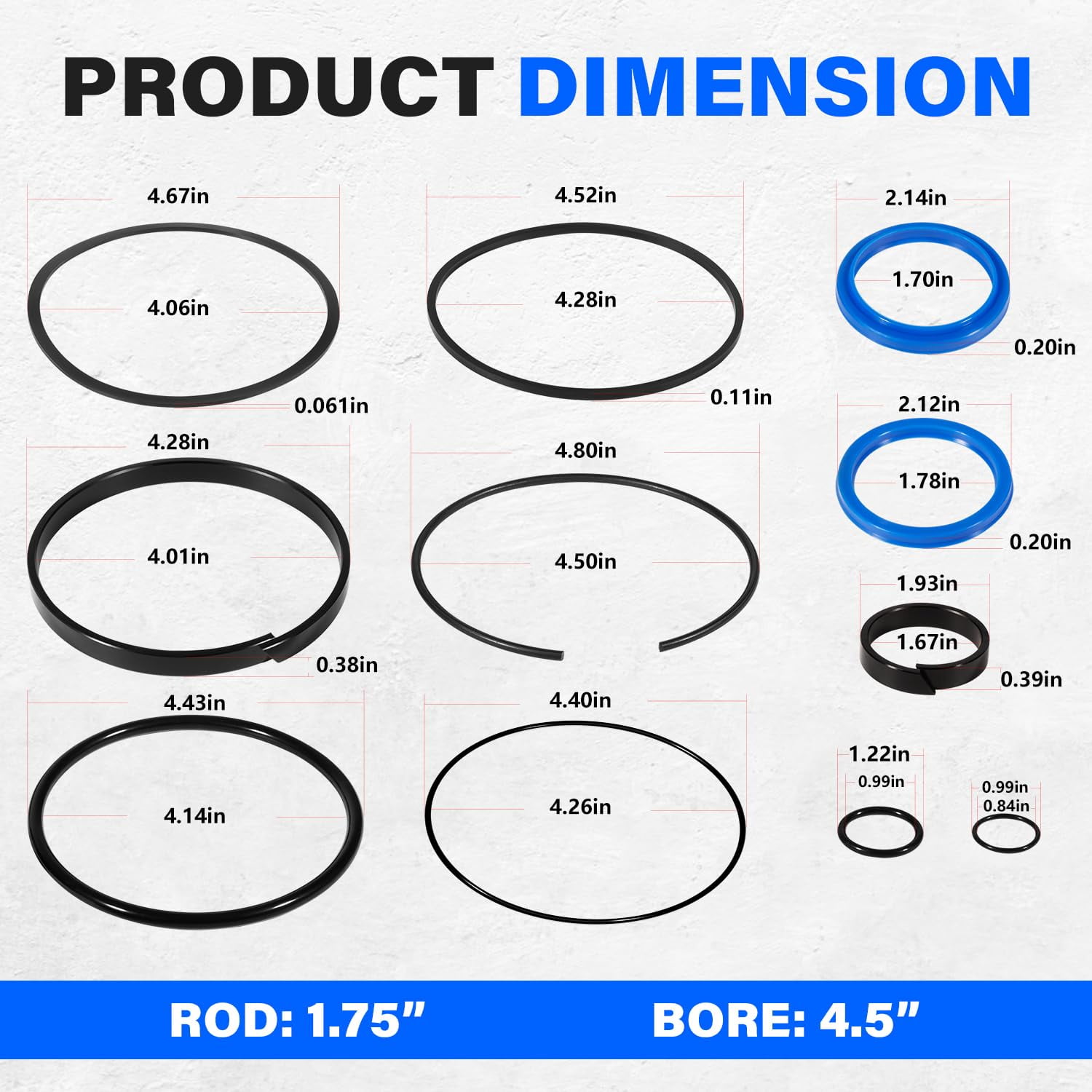 Log Splitter Parts Hydraulic Cylinder Rebuild For 4.5" Bore x 1.75" Rod