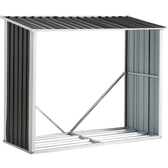 Hypeshops Log Storage Shed with Log Holder and Firewood Rack, Steel