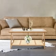 thumbnail image 1 of Log Style Faux Rattan Double-layer Bamboo Coffee Table 100*50*50cm Modern, 1 of 16