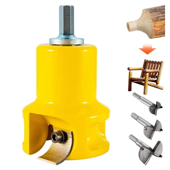 Log Tenon Cutter 1.5 Inch - 38mm Wood Log Furniture Cutter Kit, Dual Curved Blades, Aluminum & Steel, DIY Log Bed Railing Table Tool for Home & Commercial Use