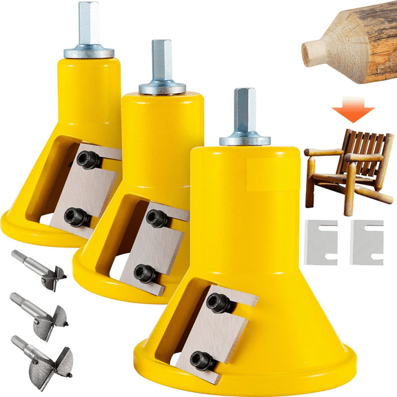 Log Tenon Cutter Kit 1", 1.5", & 2" - Aluminum & Steel Wood Log Furniture Cutter with Dual Blades & Screws - DIY Log Building Tool for Beds, Fences & Tables