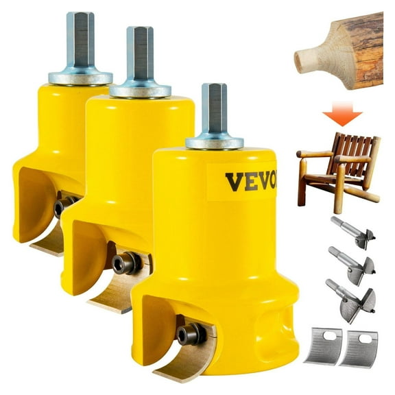 Log Tenon Cutter Kit - 1", 1.5", & 2" - Dual Blade, Aluminum Steel - DIY Log Furniture, Beds, Railings, Fences - Home Master Tool