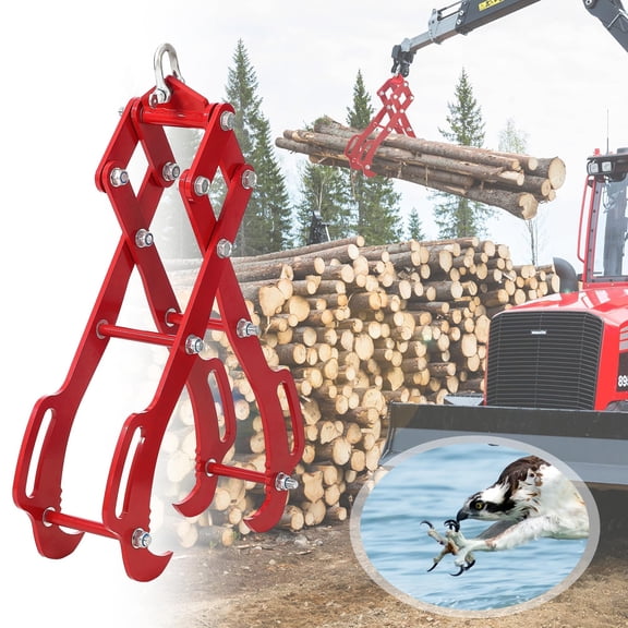Log Tongs, 28 inch Log Lifting Tongs Heavy Duty Grapple Timber Claw, 4 Claw Lumber Skidding Tongs Logging Grabber, Timber Claw Hook, Red