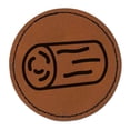thumbnail image 1 of Log Tree Doodle 2.5" Faux Leather Round Engraved Iron-On Patch - Brown, 1 of 6