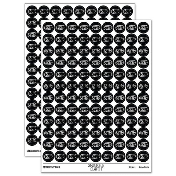 Log Tree Doodle 200+ Round Stickers - Black - Gloss Finish - 0.50" Size