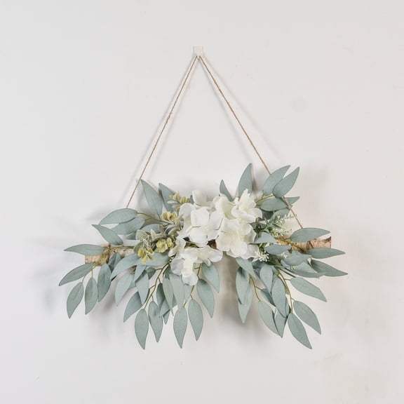 Log Wall Hanging Simulation Green Planting Eucalyptus Leaves Artificial Eucalyptus Leaves Dropped Welcome Door Plate Wall Hanging Jewelry