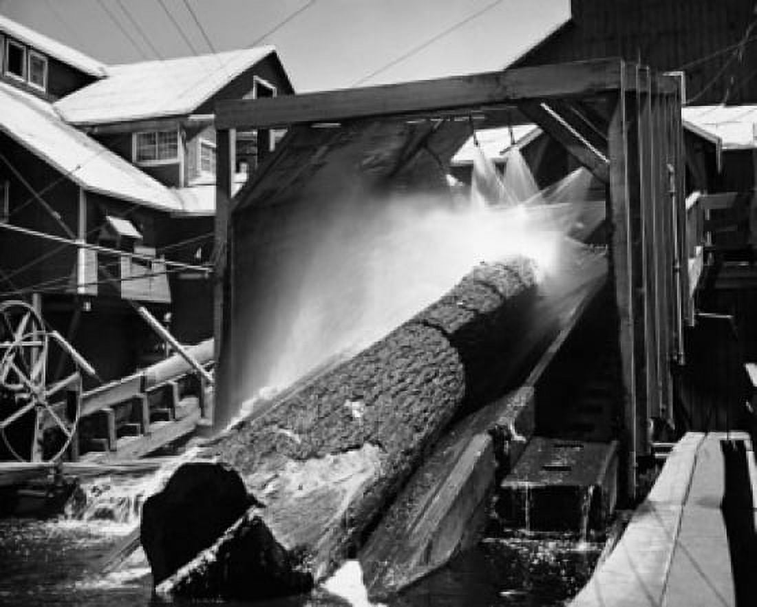 Log being washed in a sawmill California USA Canvas Art - (18 x 24)