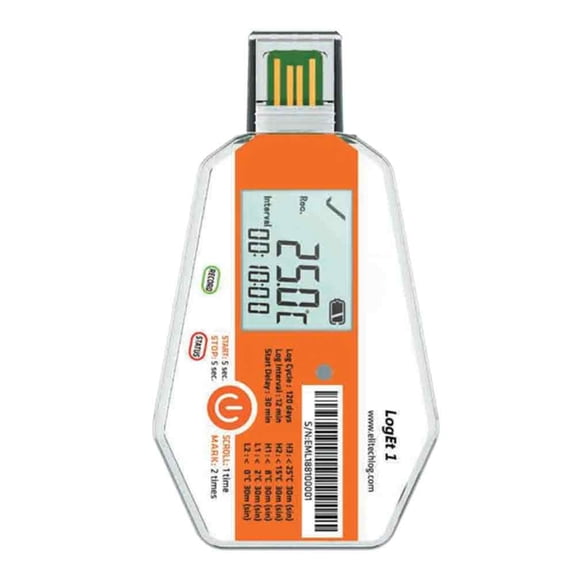LogEt1 USB Temperature Data Logger One-Time Use Datalogger -30-70 Temp Monitor PDF Recorder for Cold-Chain Warehouse