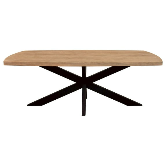 Moti Logan Dining Table in Natural Finish with Iron Legs