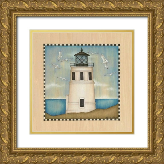 Logan, Beth 15x15 Gold Ornate Wood Framed with Double Matting Museum Art Print Titled - Lighthouse Cove II