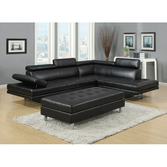 Logan Collection Sectional Sofa, Black Color