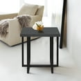 thumbnail image 1 of Armen Living Logan Contemporary End Table with Black Iron Finish and Grey Wood Top, 1 of 2