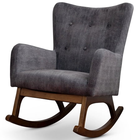 Logan Modern Indoor Livingroom Fabric Rocking Accent Chair in Gray