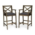 thumbnail image 1 of Logan Outdoor Acacia Wood Barstool, Teak and Gray, 1 of 6