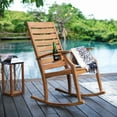 thumbnail image 1 of Logan Solid Teak Outdoor Rocking Chair with Bottle Holder, Natural Teak, 1 of 10