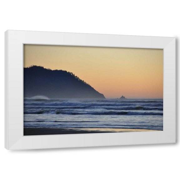 Logan Thomas 14x11 White Modern Wood Framed Wall Art Titled - Ocean Sunset II
