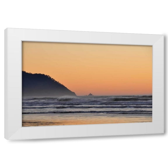 Logan Thomas 14x11 White Modern Wood Framed Wall Art Titled - Ocean Sunset I