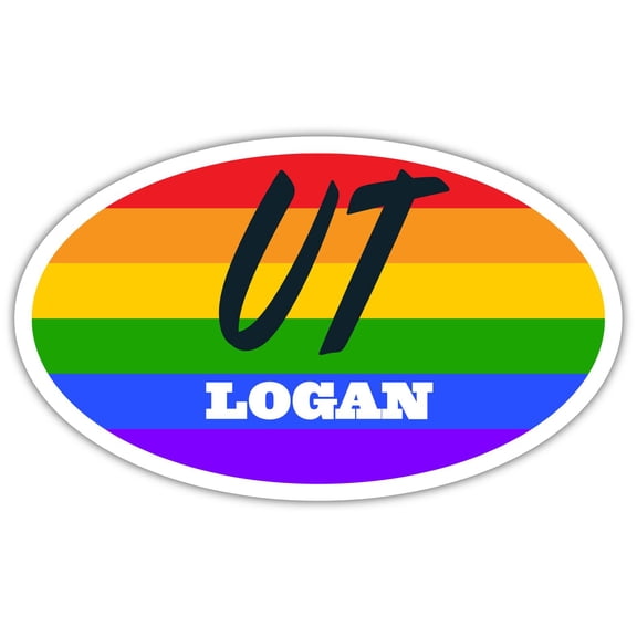 Logan UT Utah Cache County Rainbow Pride Flag 6 Stripes Pride Flag Euro Decal Bumper Sticker 3M Vinyl 3" x 5"