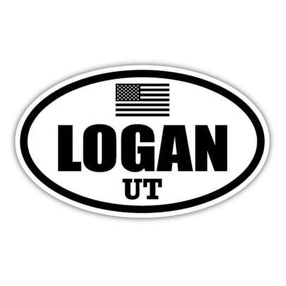Logan UT Utah Cache County Stealthy Subdued Old Glory US Flag Oval Euro Decal Bumper Sticker 3M Vinyl 3" x 5"