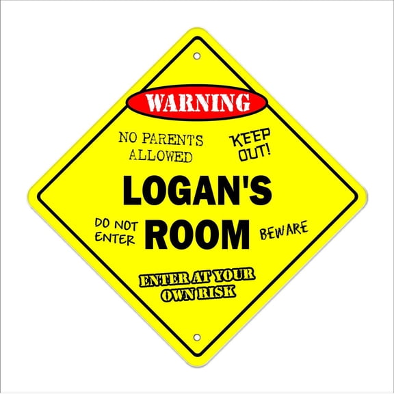 Logan's Room Sign Crossing Zone Xing | Indoor/Outdoor | 12" Tall kids bedroom decor door children's name boy girl