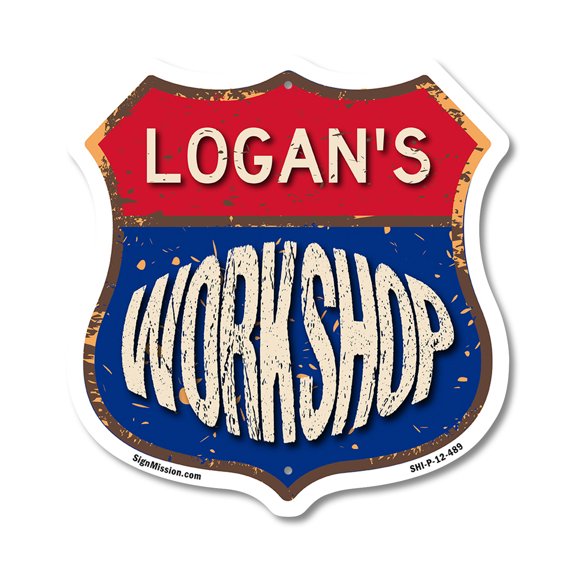 Logan's Workshop 12 inch X 12 inch Shield Shaped Commercial Grade Plastic Sign Weather Resistant, UV Protected To last, Gift for Dads and Uncles Classic Americana Crafted in the USA