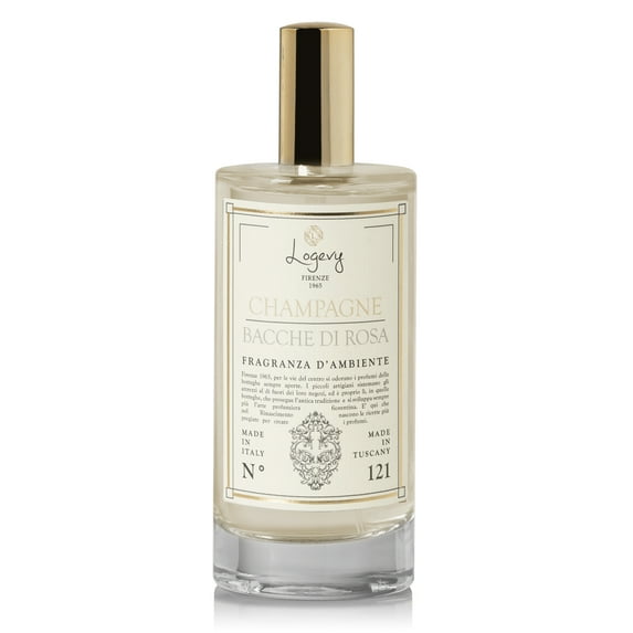 Logevy Firenze 1965 Champagne e Bacche di Rosa - Champagne and Rose Berries Luxury Home Fragrance Spray from Master Perfumer with Floral & Fruity to Captivate The Senses & Enliven Any Room - 100ml