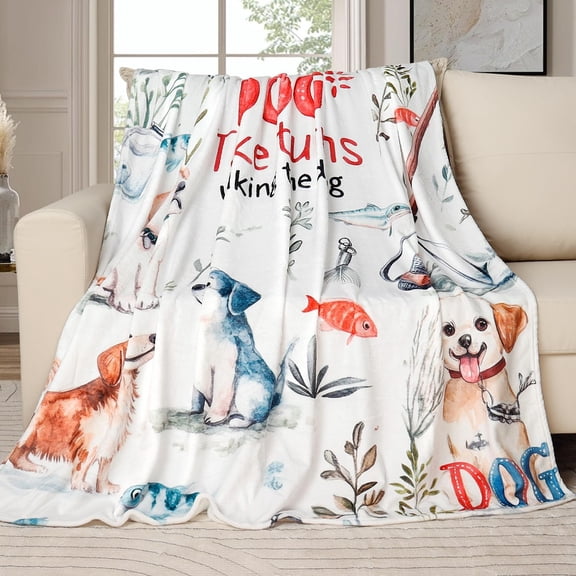 Logfash Dog Throw Blanket Cute Dog Animal Pattern Blanket Super Soft Flannel Fleece Blankets Lightweight Fluffy Plush Bed Blanket for Bedding Sofa and Travel 30"X40"