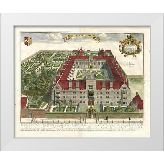 Loggan, D. 17x15 White Modern Wood Framed Museum Art Print Titled - Collegium Wadhamense