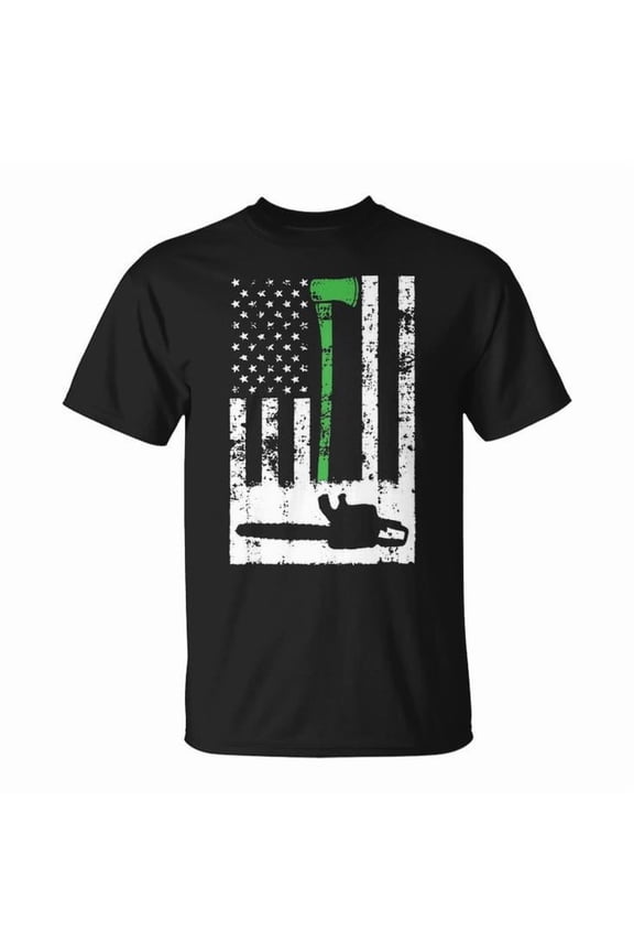 Logger Arborist Flag Graphic Tee Unisex Adult Cotton Casual T-Shirt for Forestry Workers and Outdoor Enthusiasts, Size XL, Color Black
