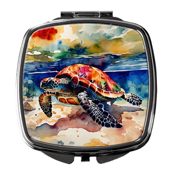 Loggerhead Sea Turtle Compact Mirror 2.75 in x 3 in
