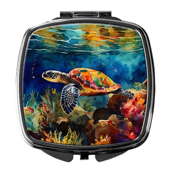 Loggerhead Sea Turtle Compact Mirror 2.75 in x 3 in