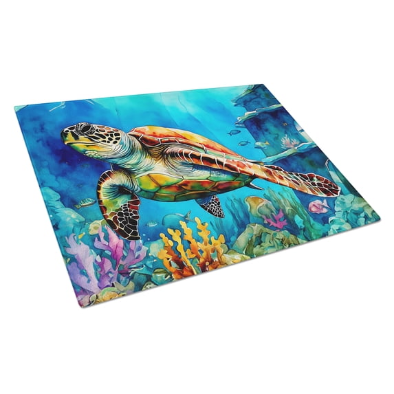 Loggerhead Sea Turtle Glass Cutting Board Large 12 in x 15 in
