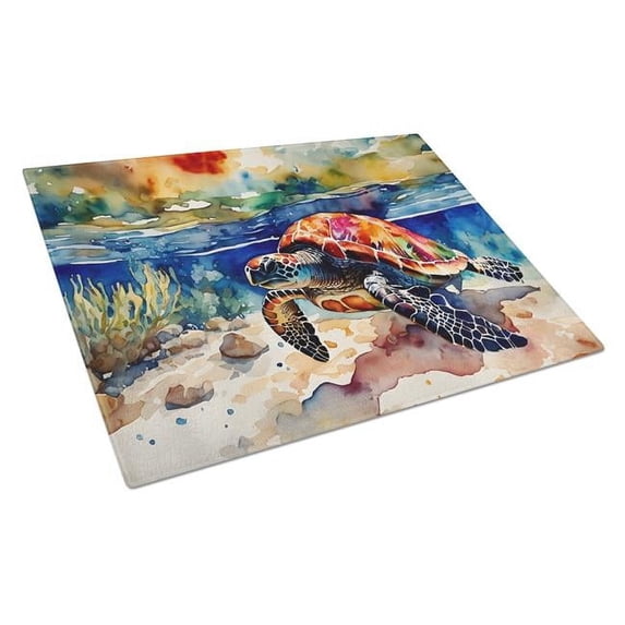 Loggerhead Sea Turtle Glass Cutting Board Large 12 in x 15 in