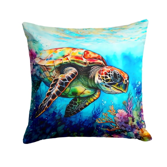Loggerhead Sea Turtle Throw Pillow 14 in x 14 in